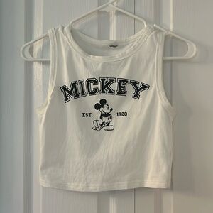 White Mickey fitted crop top purchased off Etsy, size small